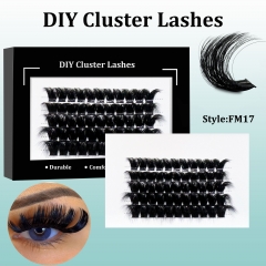 FM17 Mega Volume DIY Cluster Lashes (16-20MM) 3D curl, 60 Clusters Black