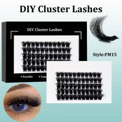 FM15 Mega Volume DIY Cluster Lashes (16-20MM) 3D curl, 60 Clusters Black