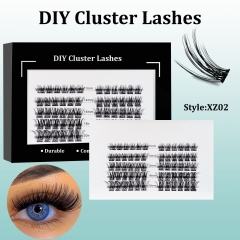 XZ02 DIY Cluster Lashes (12-20MM) D curl 60 Clusters Black