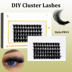FM15 Mega Volume DIY Cluster Lashes (16-20MM) 3D curl, 60 ClustersWhite