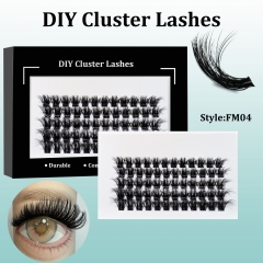FM04 Mega Volume DIY Cluster Lashes (16-20MM) 3D curl, 60 Clusters Black
