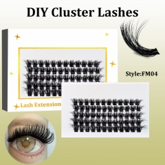 FM04 Mega Volume DIY Cluster Lashes (16-20MM) 3D curl, 60 Clusters White
