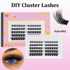B02 DIY Cluster Lashes (8-16MM) D curl 60 Clusters Pink
