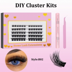 B02 DIY Cluster Lashes (8-16MM) D curl 60 Clusters KIT Pink