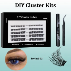 B03 DIY Cluster Lashes (8-16MM) D curl 60 Clusters KIT Black