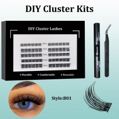 B01 DIY Cluster Lashes (8-16MM) D curl 60 Clusters KIT Black