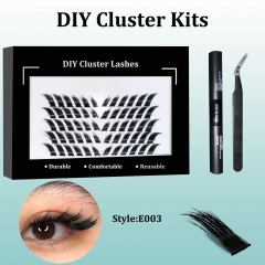E003 Foxy Eye DIY Cluster Lashes (C curl) 144 clusters KIT Black
