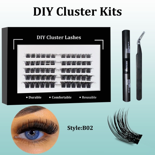 B02 DIY Cluster Lashes (8-16MM) D curl 60 Clusters KIT