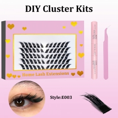 E003 Foxy Eye DIY Cluster Lashes (C curl) 144 clusters KIT Pink