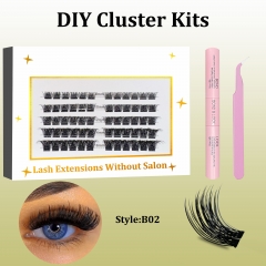 B02 DIY Cluster Lashes (8-16MM) D curl 60 Clusters KIY White
