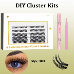E001 DIY Cluster Lashes (8-16MM) D curl 60 Clusters KIT White
