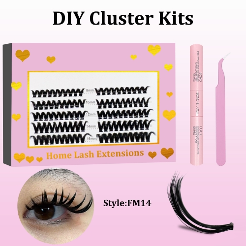 FM14 DIY Cluster Lashes (8-16MM) D curl 120 Clusters KIT