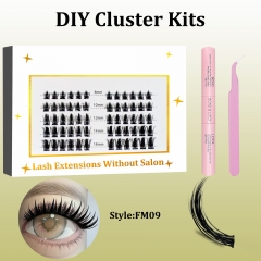 FM09 Spike DIY Cluster Lashes (8-16MM) D curl 60 Clusters KIT White