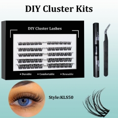 KLS50 DIY Cluster Lashes (8-16MM) D curl 60 Clusters KIT Black
