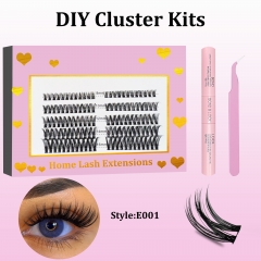 E001 DIY Cluster Lashes (8-16MM) D curl 60 Clusters KIT Pink