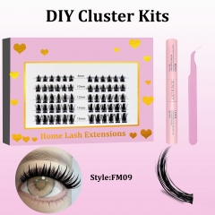 FM09 Spike DIY Cluster Lashes (8-16MM) D curl 60 Clusters KIT Pink