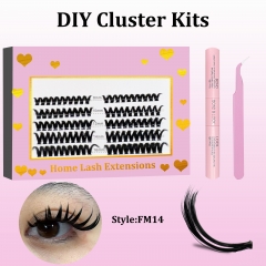 FM14 DIY Cluster Lashes (8-16MM) D curl 120 Clusters KIT Pink