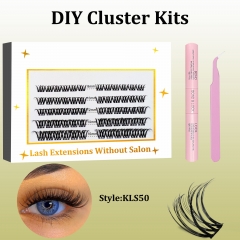 KLS50 DIY Cluster Lashes (8-16MM) D curl 60 Clusters KIT White