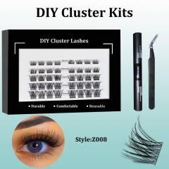 Z008 DIY Cluster Lashes (8-16MM) D curl 60 Clusters KIT Black