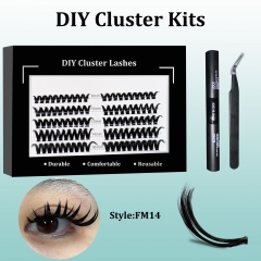 FM14 DIY Cluster Lashes (8-16MM) D curl 120 Clusters KIT Black