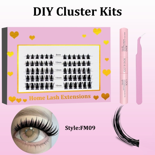 FM09 Spike DIY Cluster Lashes (8-16MM) D curl 60 Clusters KIT