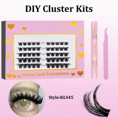 KLS45 DIY Cluster Lashes (8-16MM) D curl 50 Clusters KIT Pink