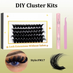 FM17 Mega Volume DIY Cluster Lashes (16-20MM) 3D curl, 60 Clusters KIT White