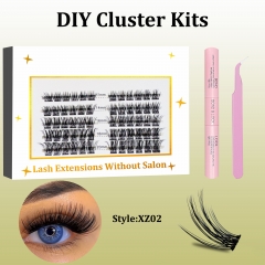 XZ02 DIY Cluster Lashes (12-20MM) D curl 60 Clusters KIT White