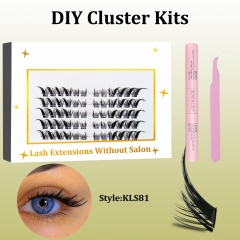 KLS81 Foxy eye DIY Cluster Lashes C curl KIT White