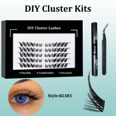 KLS81 Foxy eye DIY Cluster Lashes C curl KIT Black