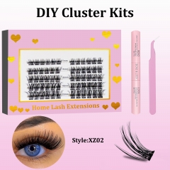 XZ02 DIY Cluster Lashes (12-20MM) D curl 60 Clusters KIT Pink