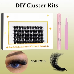 FM15 Mega Volume DIY Cluster Lashes (16-20MM) 3D curl, 60 Clusters KIT White
