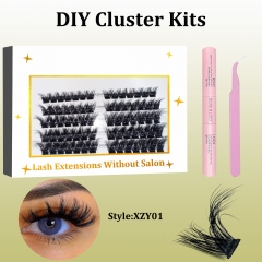 XZY01 DIY Cluster Lashes (12-20MM) D curl 50 Clusters KIT White
