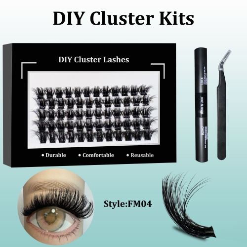 FM04 Mega Volume DIY Cluster Lashes (16-20MM) 3D curl, 60 Clusters