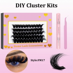 FM17 Mega Volume DIY Cluster Lashes (16-20MM) 3D curl, 60 Clusters KIT Pink