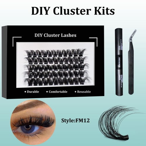FM12 Mega Volume DIY Cluster Lashes (16-20MM) 3D curl, 60 Clusters KIT