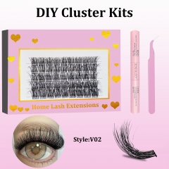 V02 DIY Cluster Lashes (16-24MM) 3D curl ,45 Clusters KIT