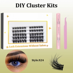X24 DIY Cluster Lashes (12-20MM) D curl 50 Clusters KIT White