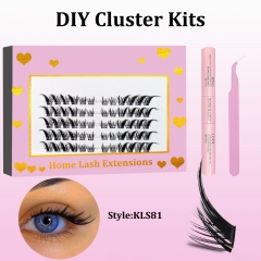 KLS81 Foxy eye DIY Cluster Lashes C curl KIT Pink