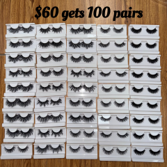 $0.60 per lashes $60 gets 100 pairs Silk Vegan Lashes. Free DHL shipping