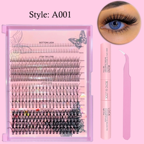 （USA ONLY）A001 DIY Cluster Lashes 4 into 1 (30p,Spike Lashes,Fishtail Lashes,Bottom Lashes )