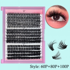 （USA ONLY）(60P+80P+100P) Wispy Cluster Lashes mixed,5D Curls, Mega Volume,Super soft and smooth