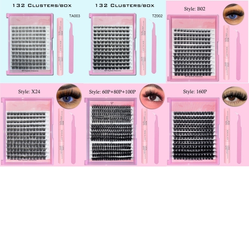 （USA ONLY）50 Pack DIY Cluster Lash KIT (including :1 DIY Cluster lashes,1 Glue Bond/Seal,1 Tweezer)