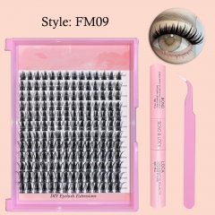 FM09 DIY CLUSTER LASHES (8mm-16mm) D Curl ,Spike Cluster Lashes KIT