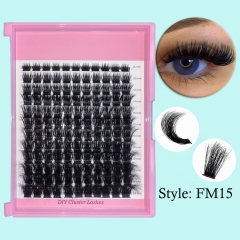 FM15 DIY Cluster Lashes (8mm-24mm mixed lengths) D curl ,132 Clusters . Wispy Lash Extensions