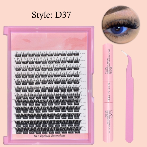 D37 DIY Cluster Lashes (8-16MM, D curl ) 96 clusters/box ,for nearly 10 pairs eyes