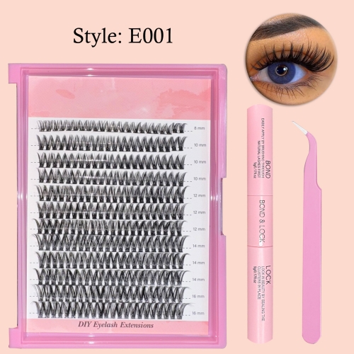 E001 DIY Cluster Lashes (D curl ,8mm-16mm, 120 clusters)