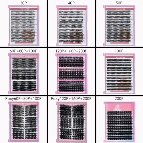 50 Pack DIY Cluster Lashes excluding Glue Bond/Seal and tweezer