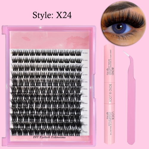 （USA ONLY）X24 DIY Cluster Lashes  10mm-20mm mixed lengths (120 pieces D curl)