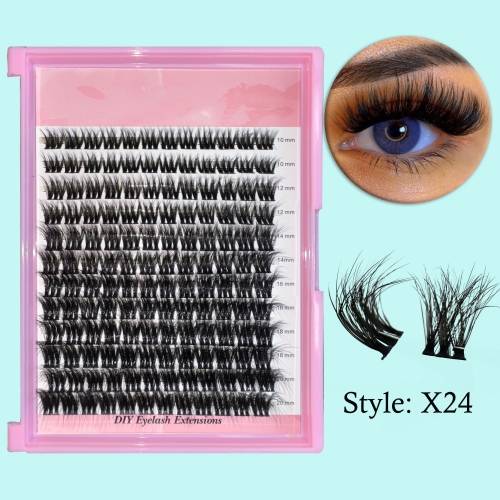 （USA ONLY）X24 DIY Cluster Lashes  10mm-20mm mixed lengths (120 pieces D curl)